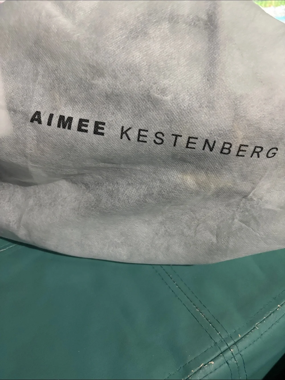 Aimee Kestenberg Teal Leather Tote with Stitch Detail